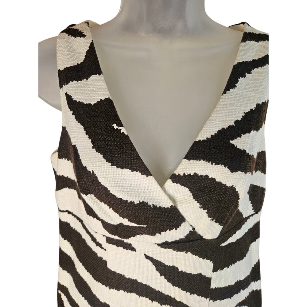 Michael Kors Brown Cream Animal Print Halter Body Con Dress Sz 4 Zebra Pockets - Picture 4 of 11